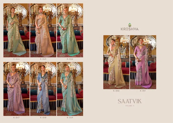 Saatvik Vol 4 By Kreshva Tusser Silk Digital Printed Saree Orders In India